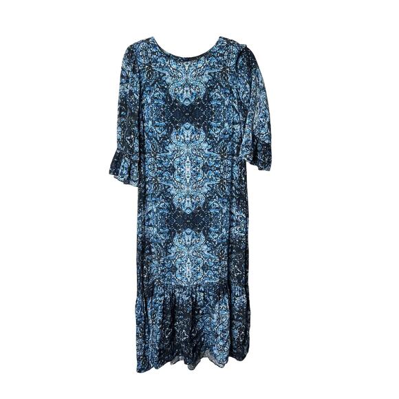 Kachel X Anthropologie Blue Crepe Bell Sleeve Midi Dress Size 10 - Picture 1 of 4